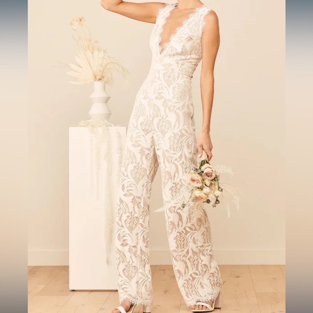 Lulus Enamored With You White Lace Wide-Leg Jumpsuit